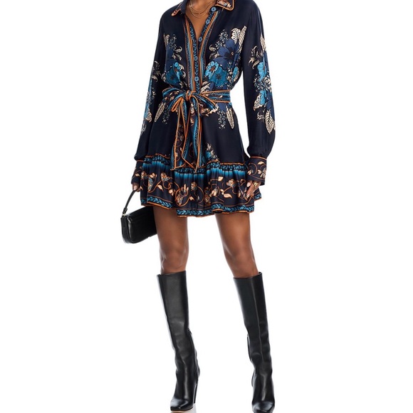 FARM Rio Navy and Blue Floral Long Sleeve Dress - Picture 2 of 8